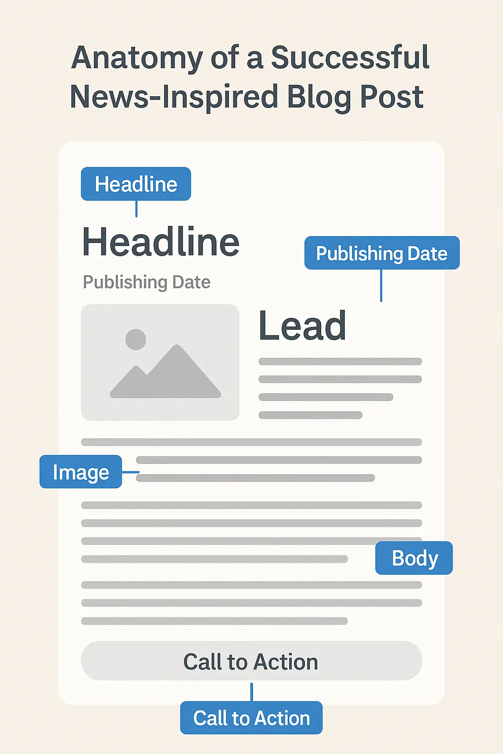 Anatomy of a successful news-inspired blog post with labeled elements
